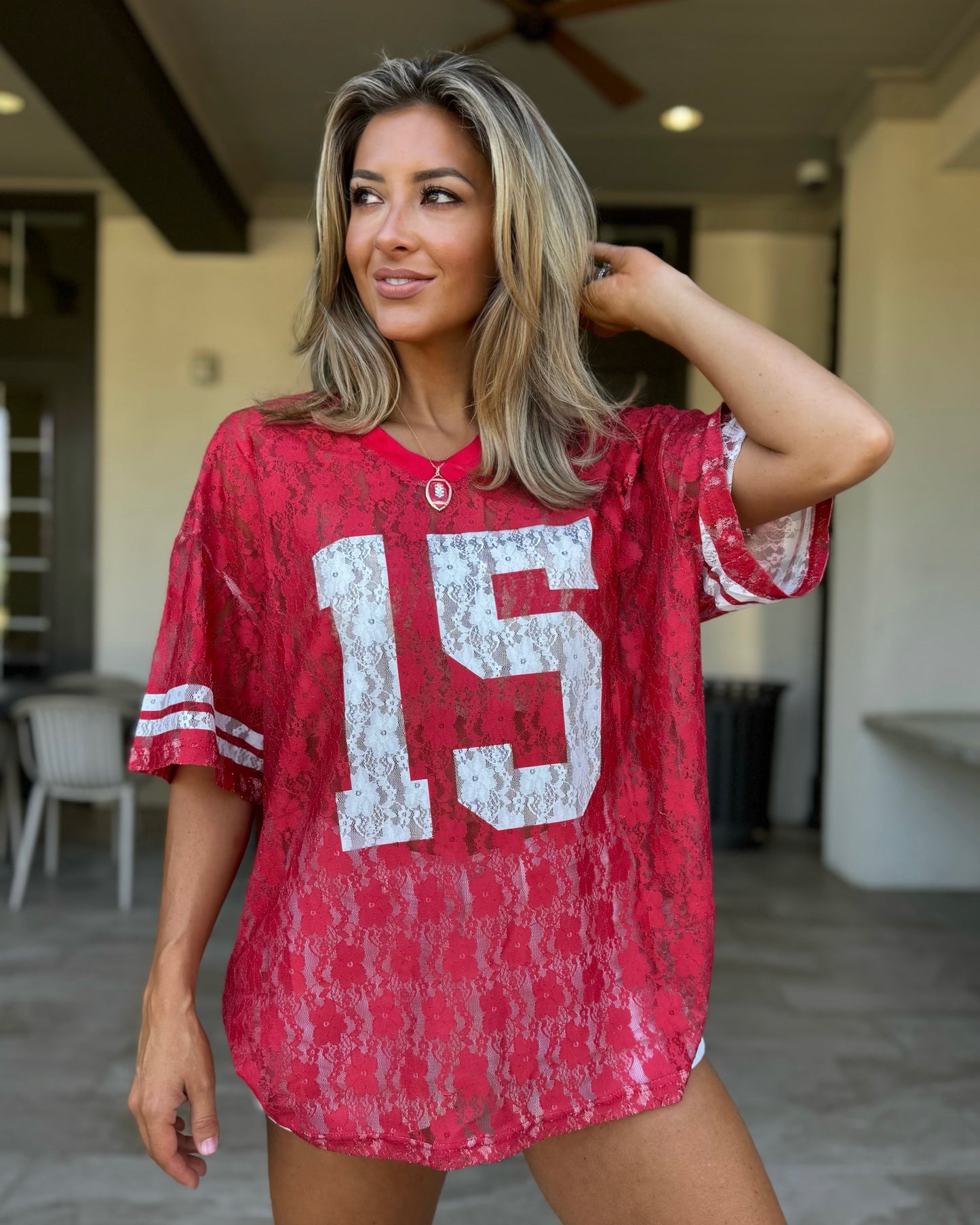 Red Lace "It's Game Time" Jersey (Ships 9/30)