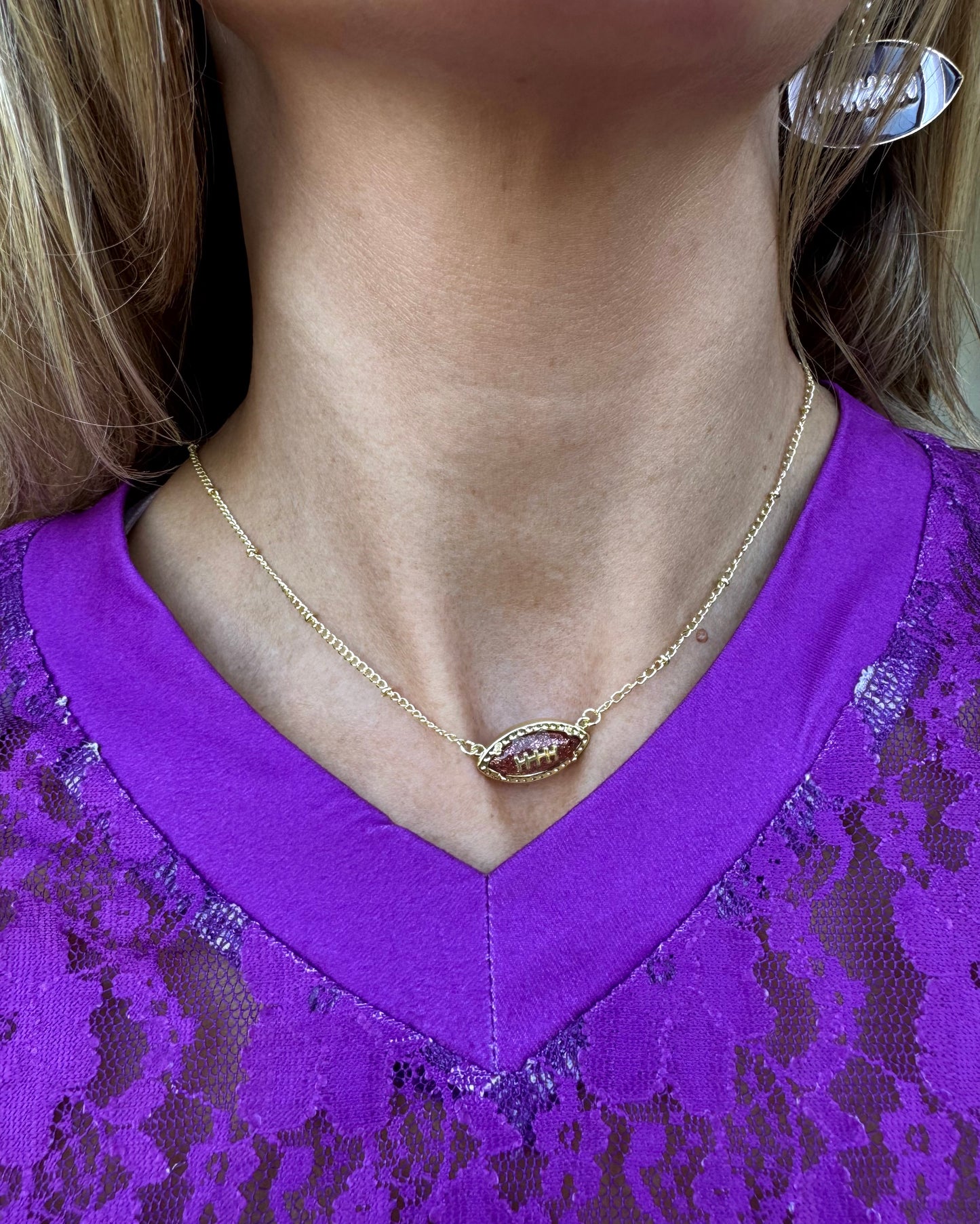 Brown/Gold "Football" Hanging Necklace