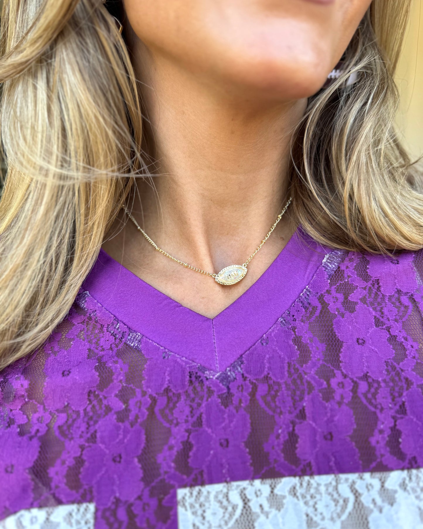 Clear/Gold "Football" Hanging Necklace