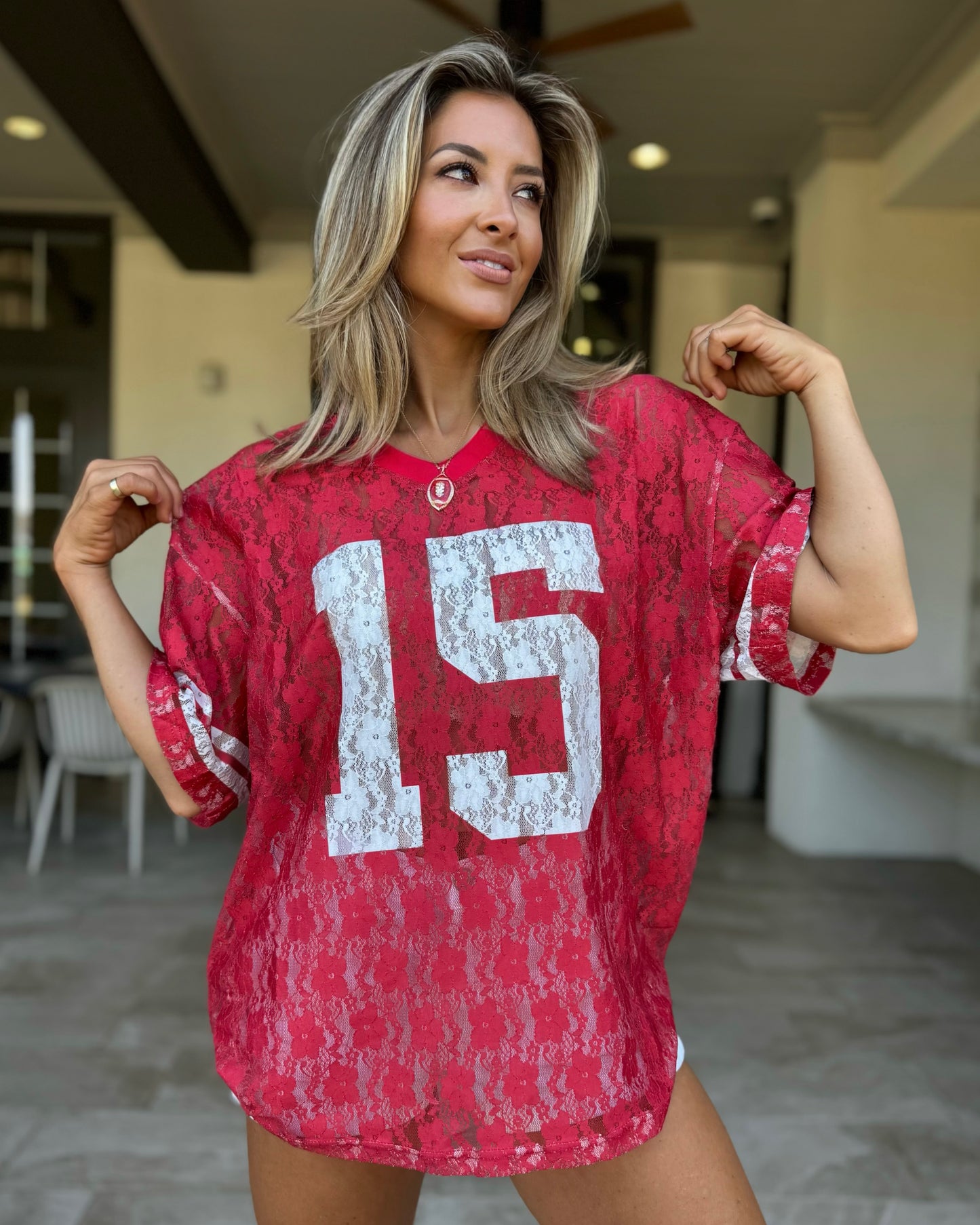 Red Lace "It's Game Time" Jersey (Ships 9/30)