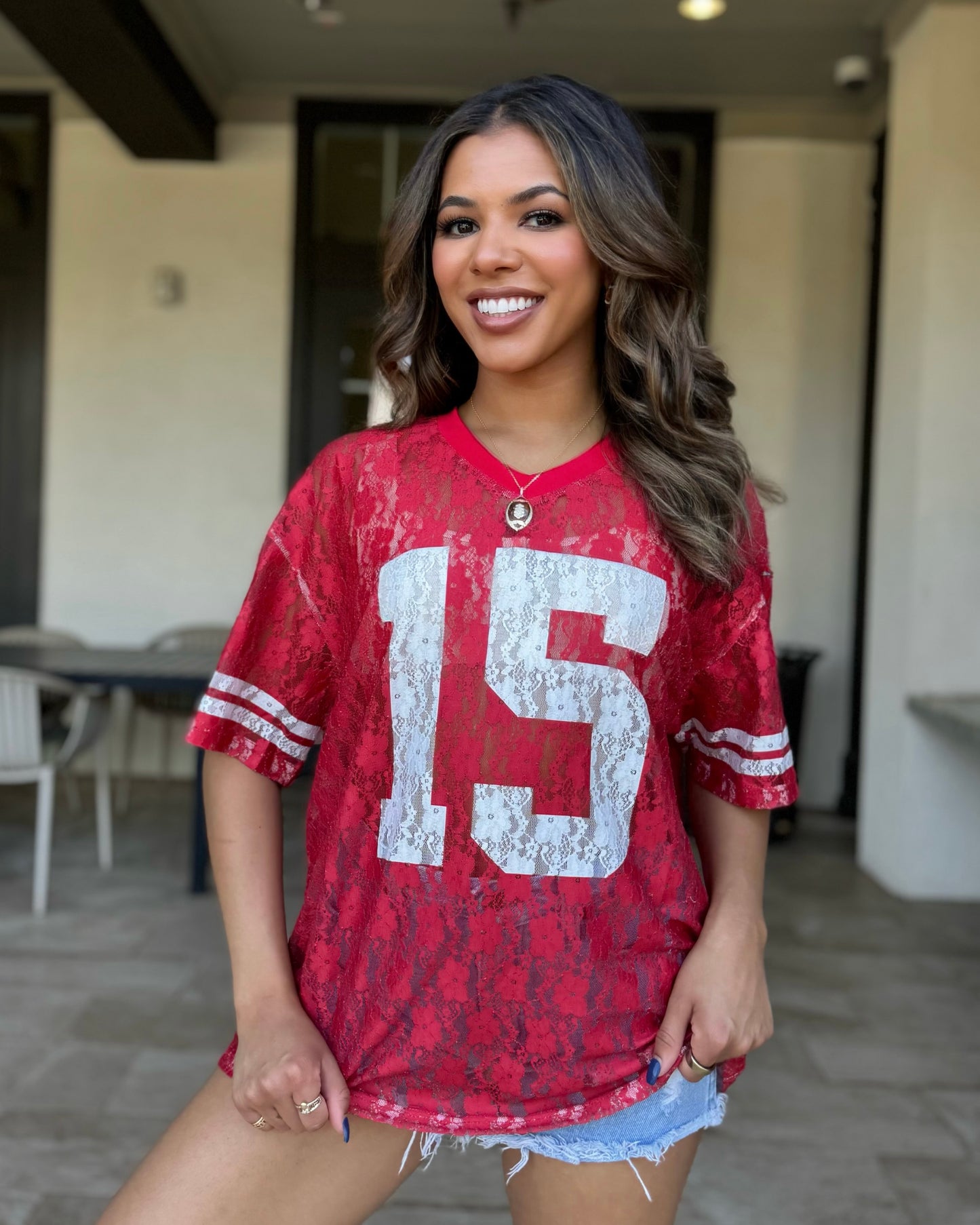 Red Lace "It's Game Time" Jersey (Ships 9/30)