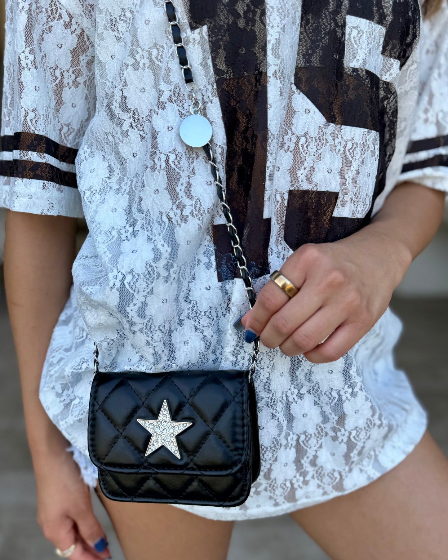 Black Rhinestone “Baby You’re A Star” Crossbody