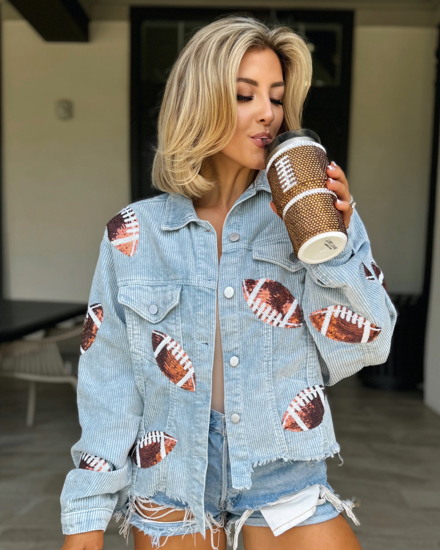 20 Oz. Crystal Football "Blinged Out" Tumbler (Pre-Order: Ships 9/15)