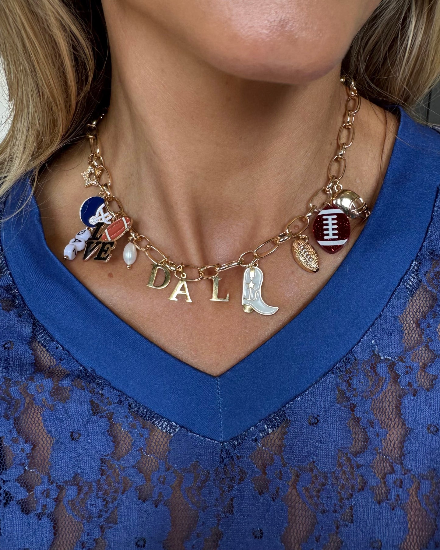 DAL Football Charm Necklace (Ships 9/5)