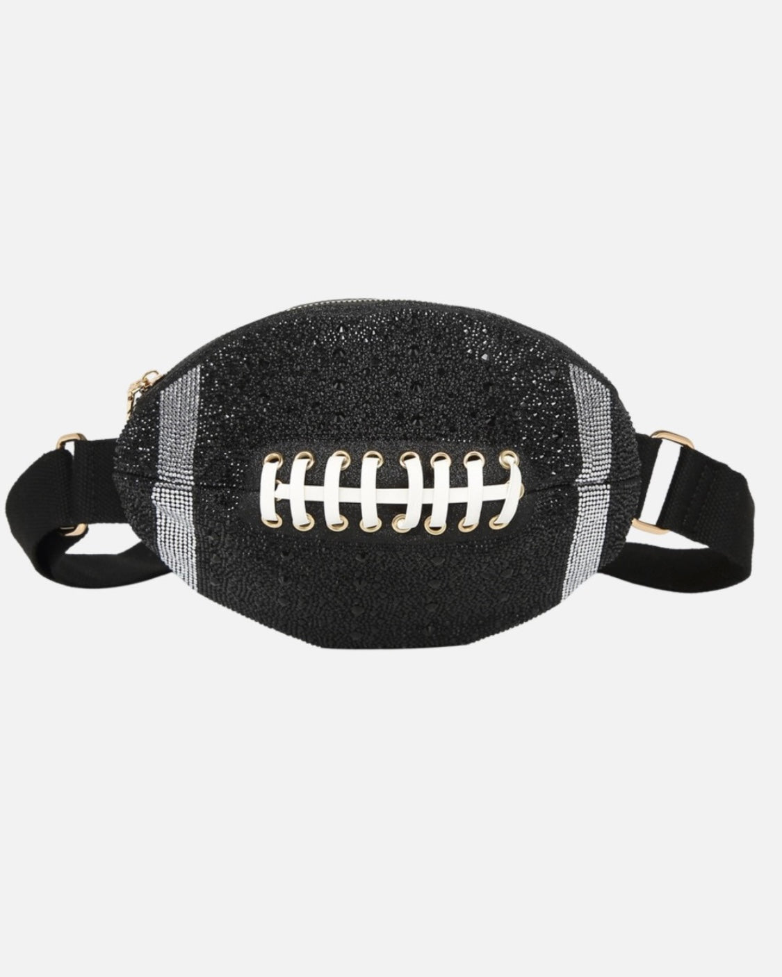 Black Sideline Shine Bling-Studded FOOTBALL Crossbody/Fanny Pack (Ships 10/25)