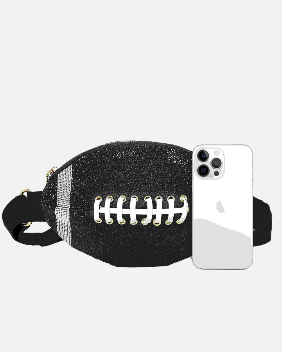 White Sideline Shine Bling-Studded FOOTBALL Crossbody/Fanny Pack