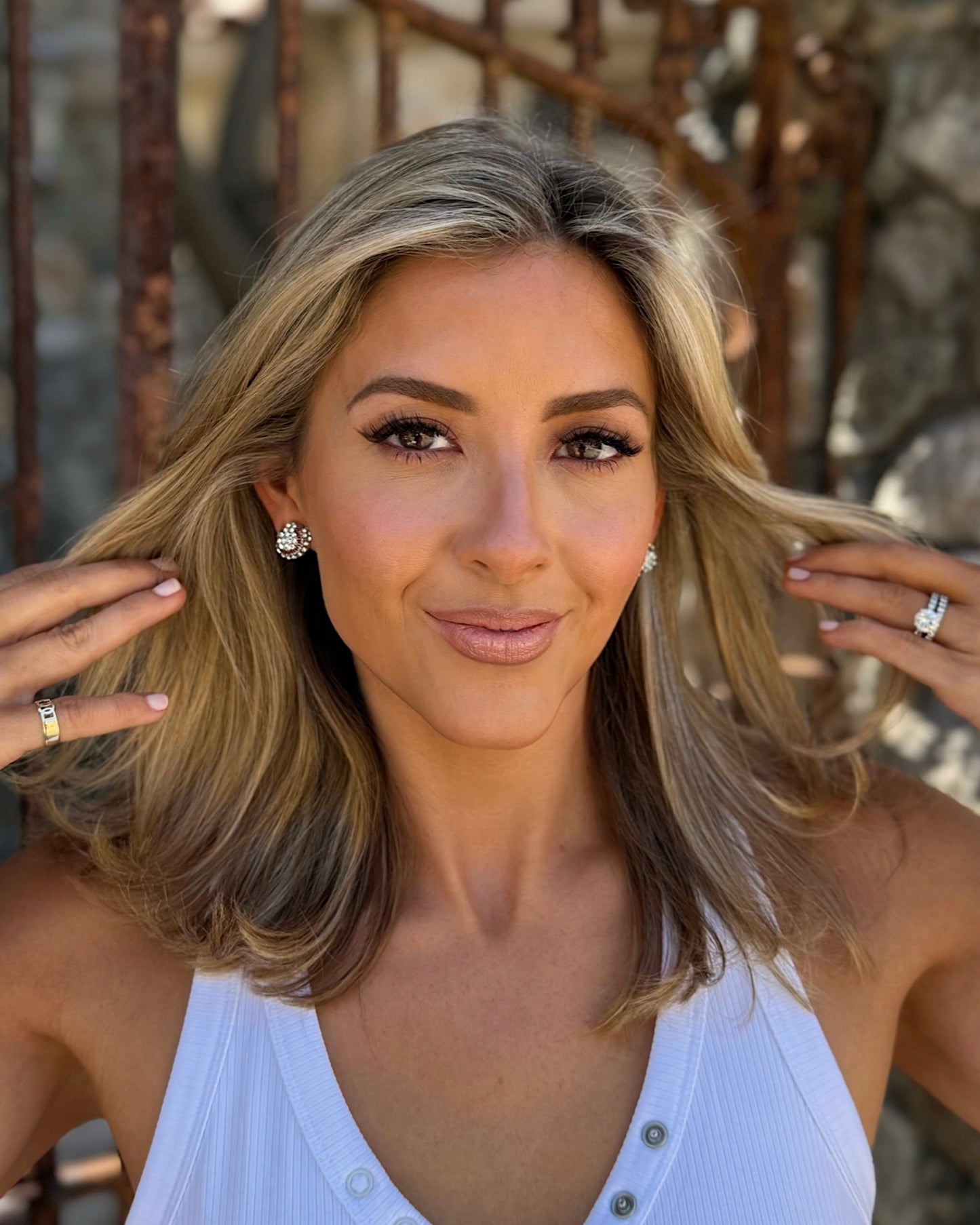 Rhinestone Baseball Stud Earrings