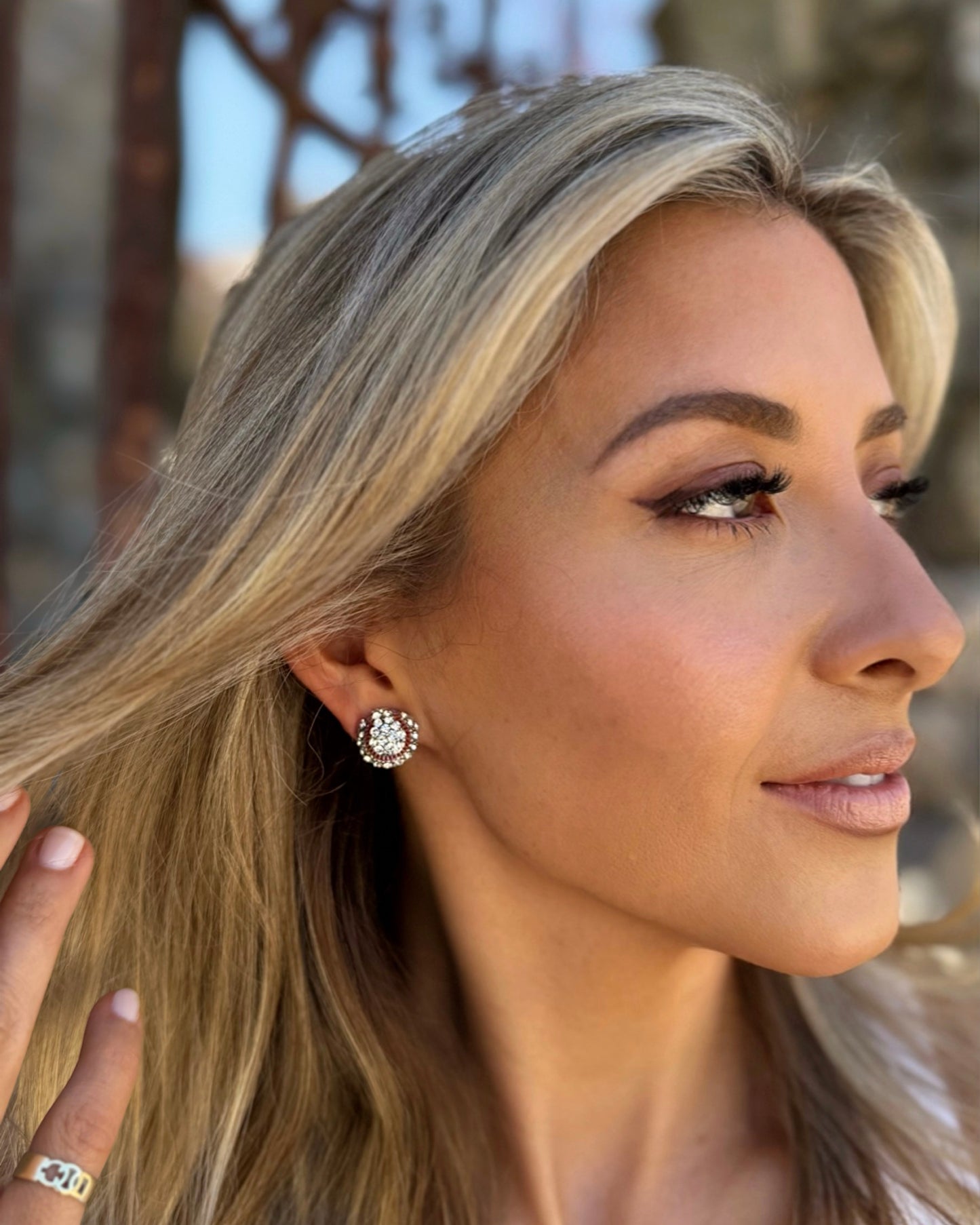 Rhinestone Baseball Stud Earrings