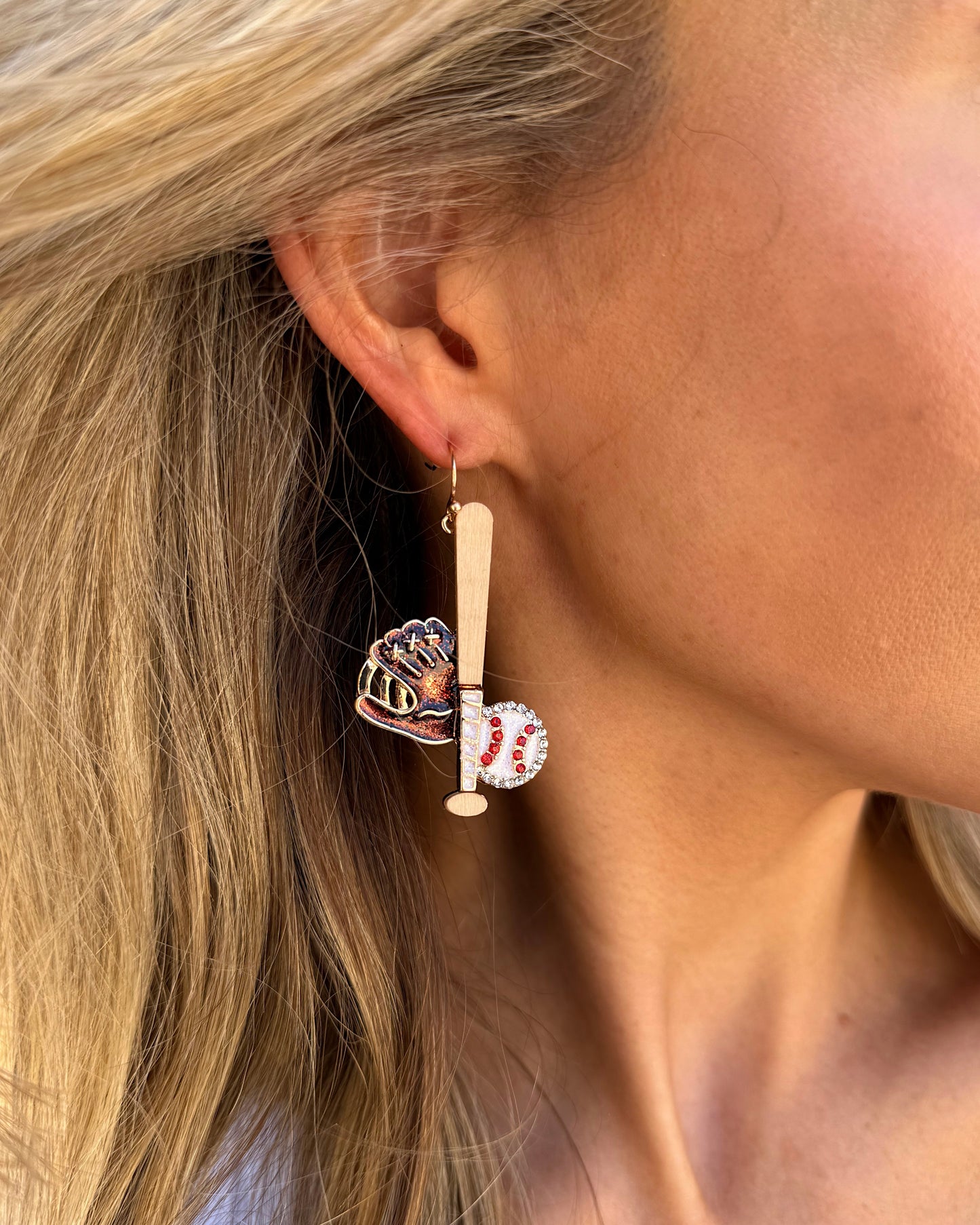Ball & Bat Dangle Earrings