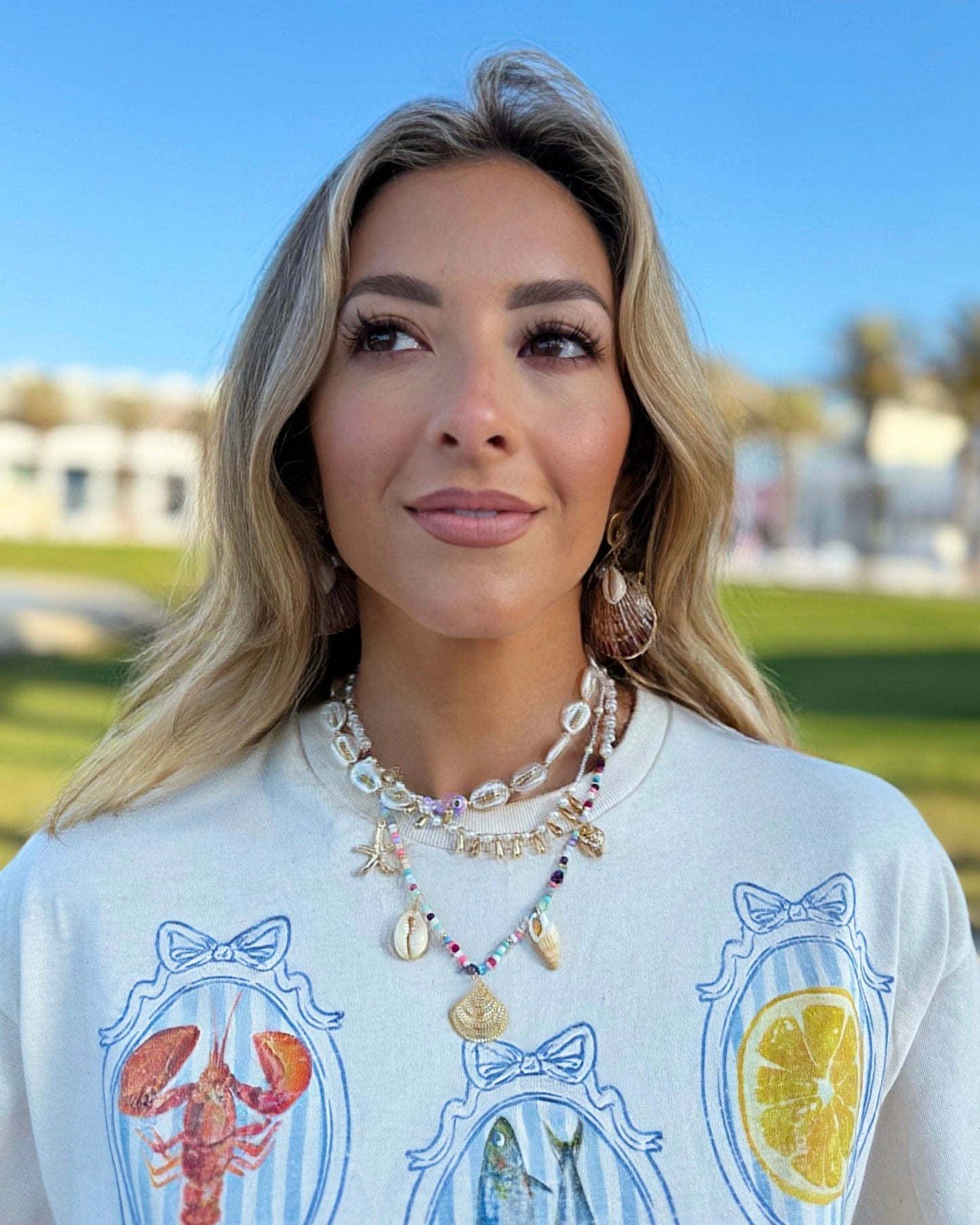 Purple Fish Colorful Puka Shell Beaded Layered Necklace