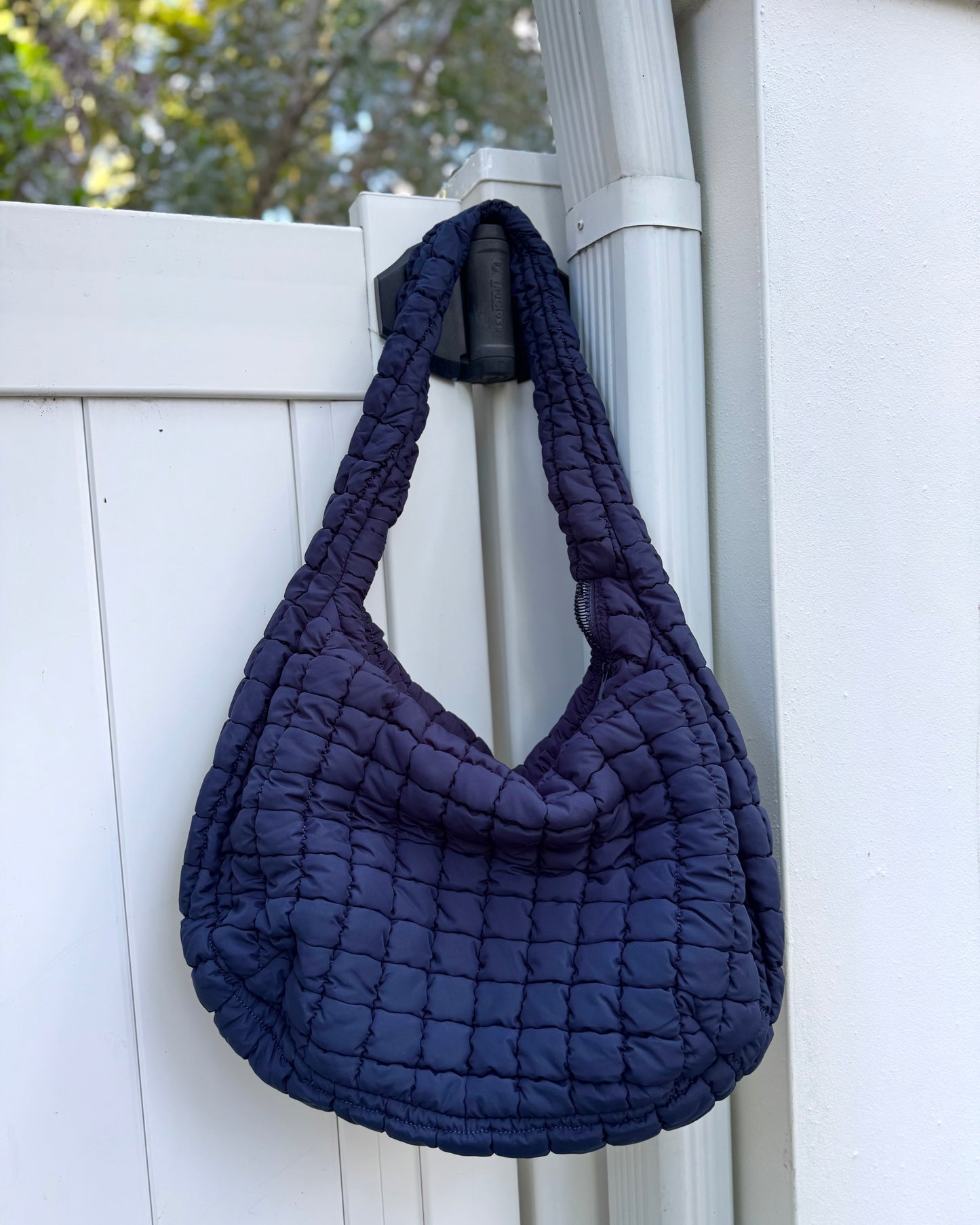Black Friday: Navy Puffy Quilted Nylon Large Shoulder Bag