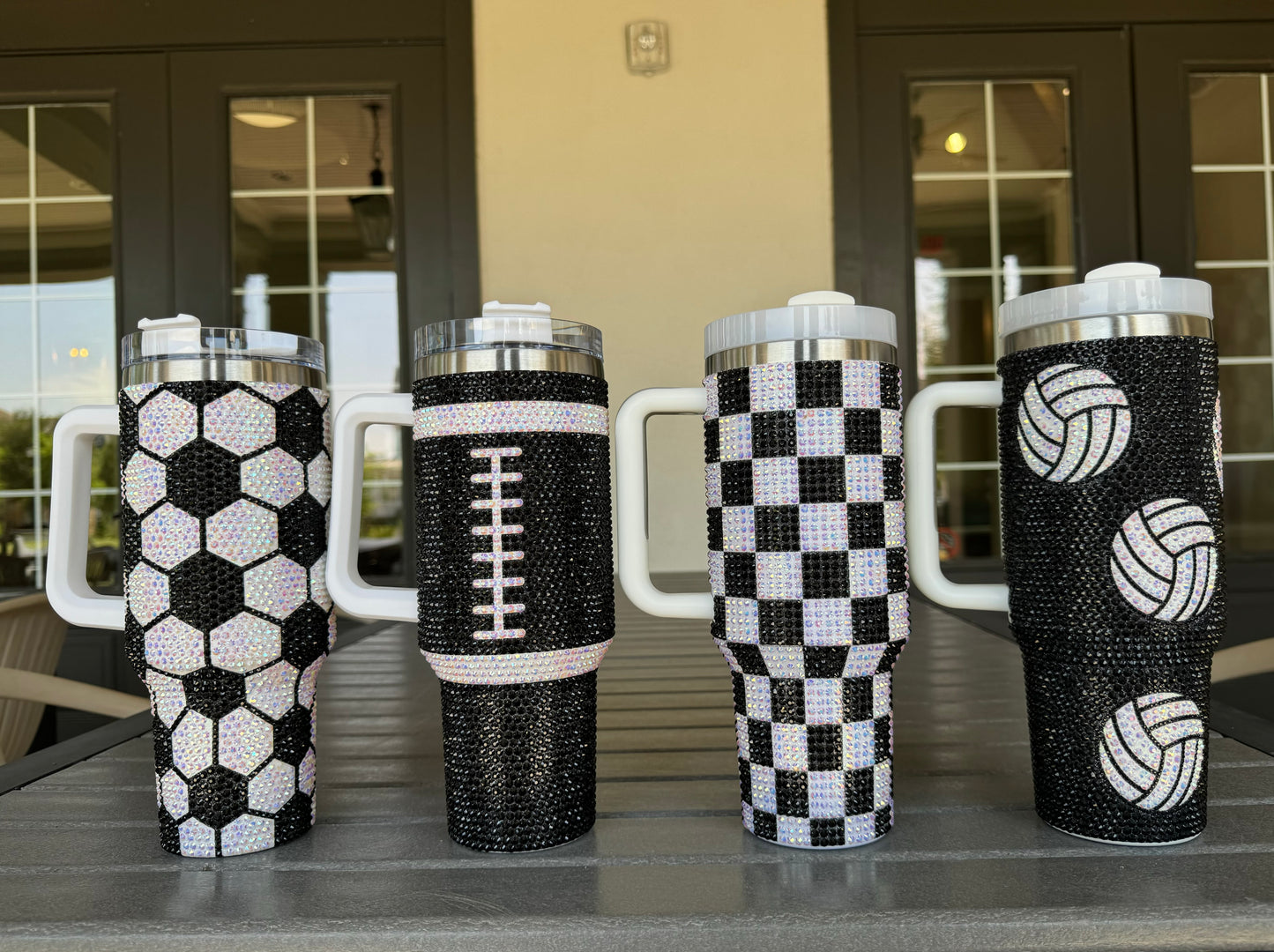 Pre-Order: Crystal Black & White Checkered 40 Oz. Tumbler (Ships Approx. 7/15) - Live Love Gameday®