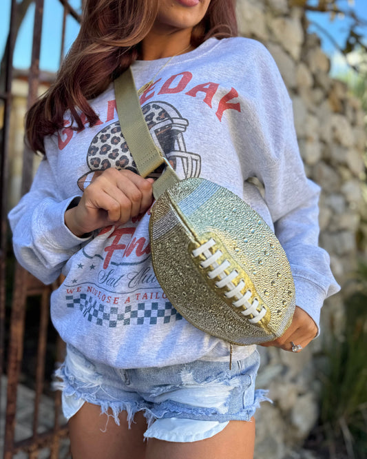 Gold Sideline Shine Bling-Studded FOOTBALL Crossbody/Fanny Pack