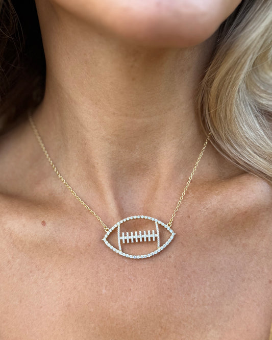 Gold Crystal Touchdown FOOTBALL Necklace
