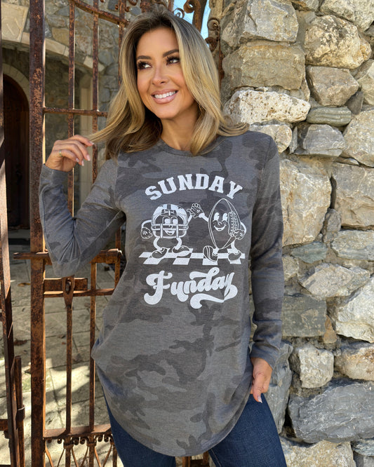 Camo Retro “Sunday Funday” Cozy Soft Camo Tunic