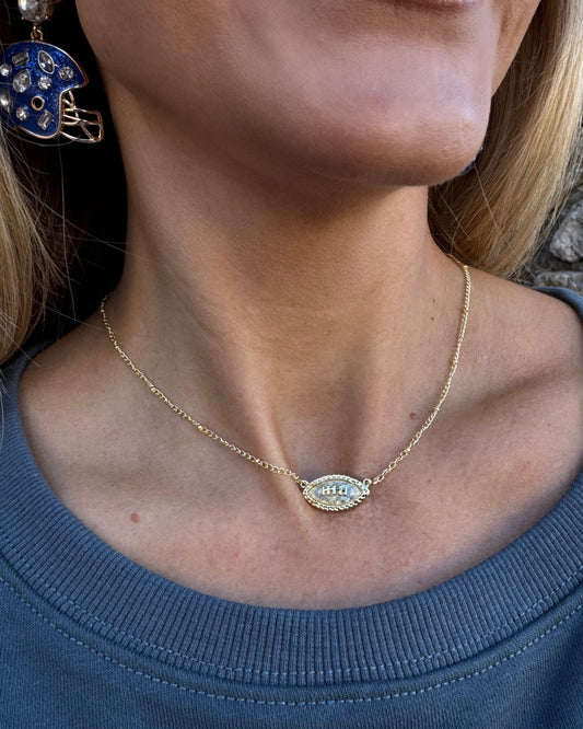 Clear/Gold "Football" Hanging Necklace