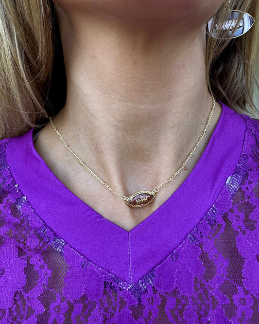 Brown/Gold "Football" Hanging Necklace
