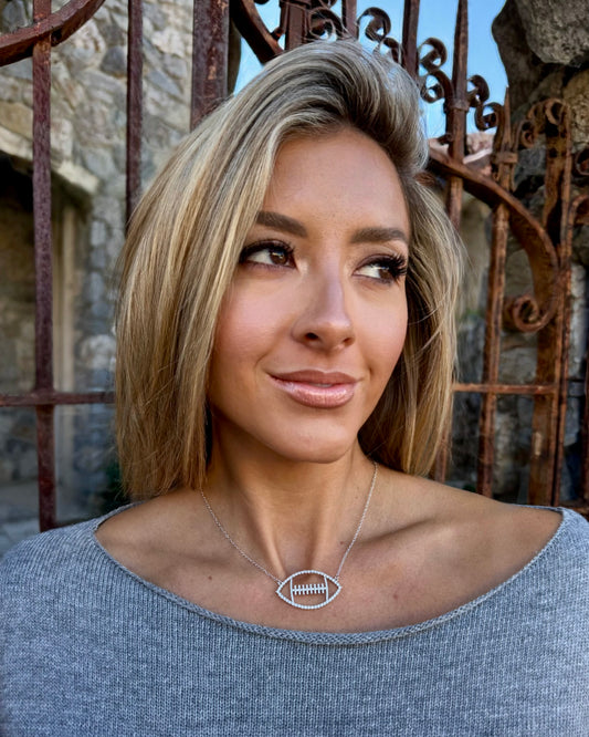 Silver Crystal Touchdown FOOTBALL Necklace (Re-Stocking 11/15)