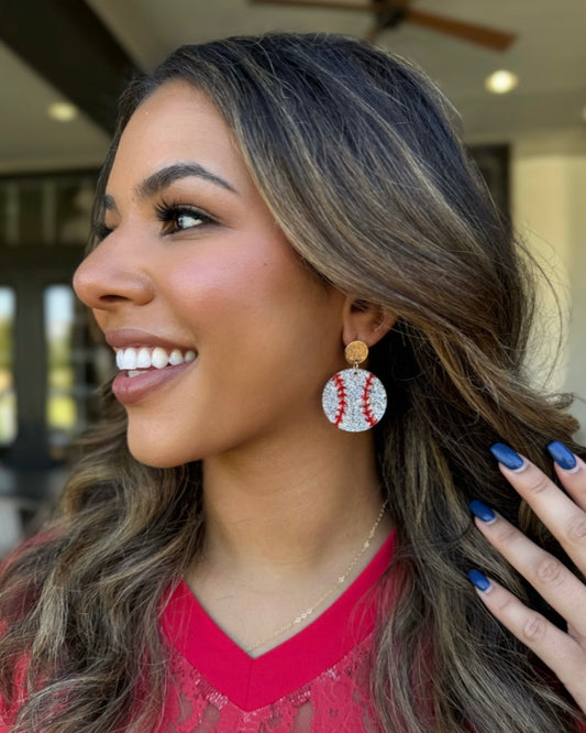 Glitter Baseball Earrings