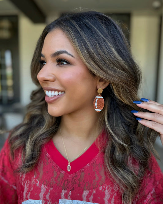 Glitter Football Earrings