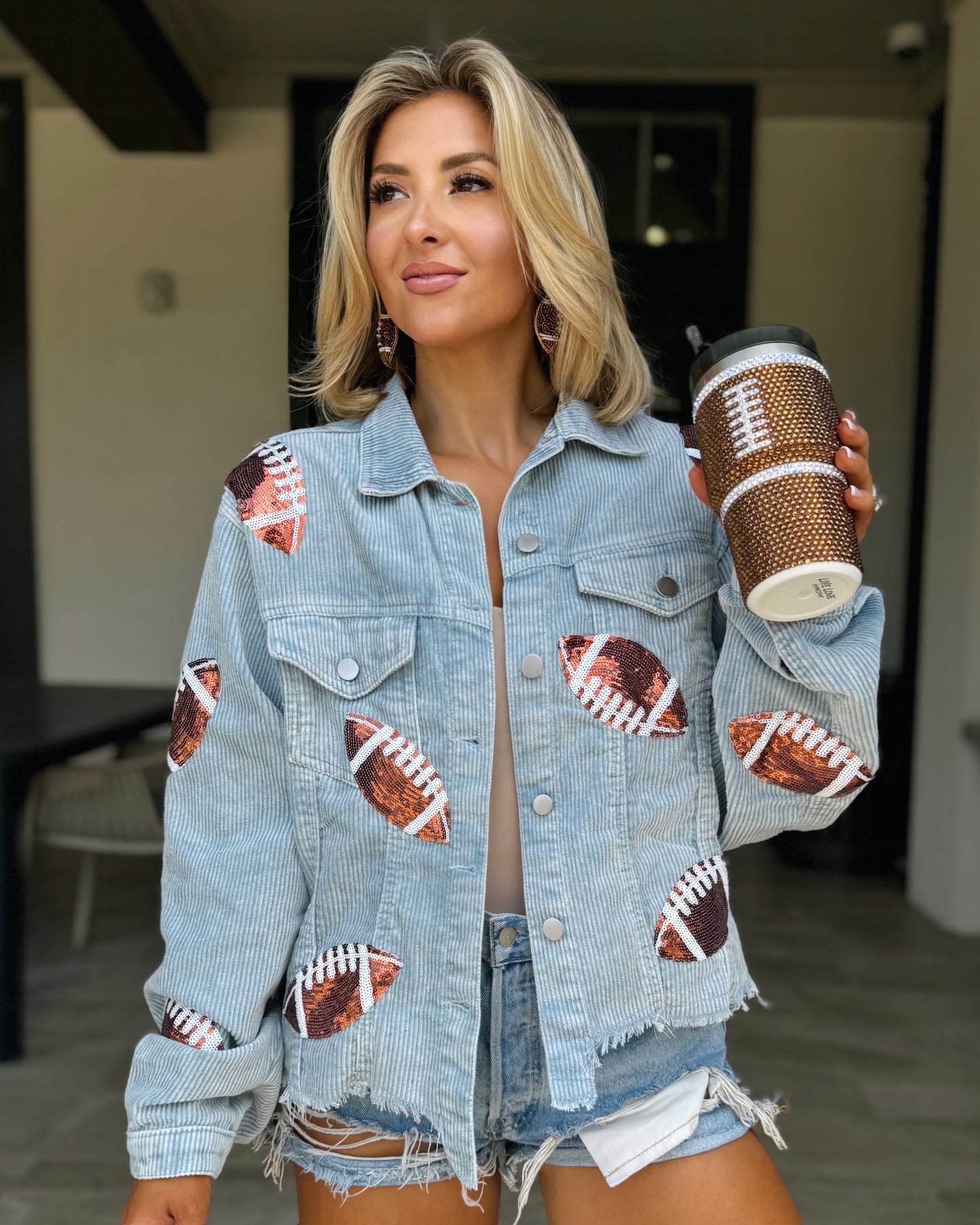 20 Oz. Crystal Football "Blinged Out" Tumbler (Pre-Order: Ships 9/15)