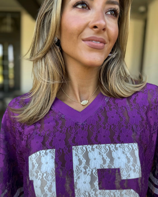 Clear/Gold "Football" Hanging Necklace