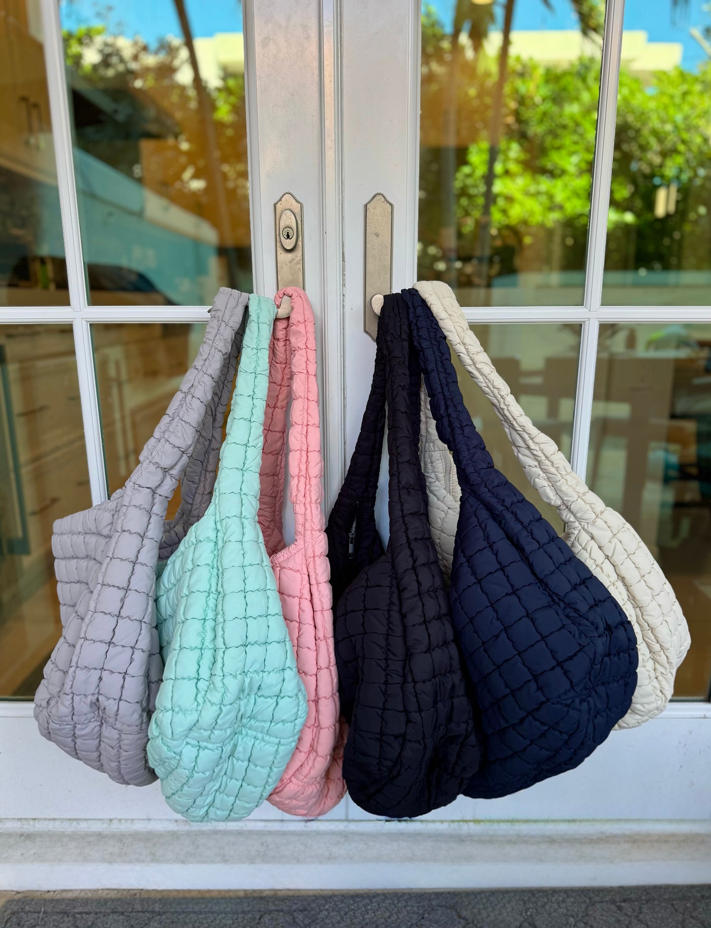 Black Friday: Navy Puffy Quilted Nylon Large Shoulder Bag