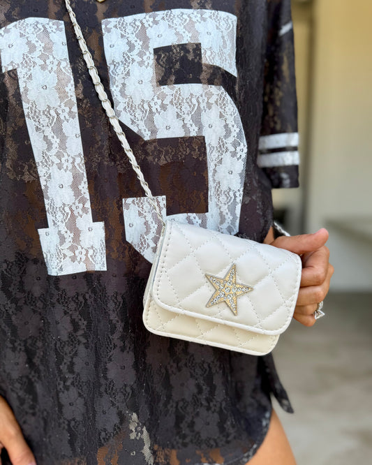 Cream Rhinestone “Baby You’re A Star” Crossbody