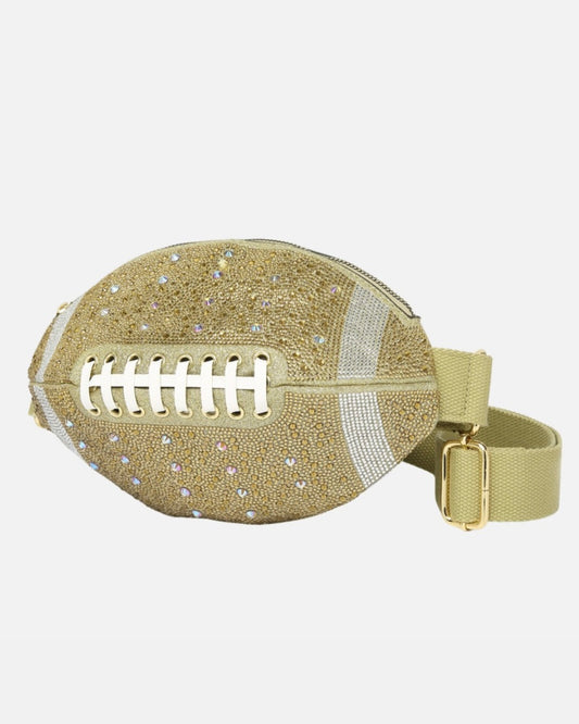 Gold Sideline Shine Bling-Studded FOOTBALL Crossbody/Fanny Pack (Ships 10/25)