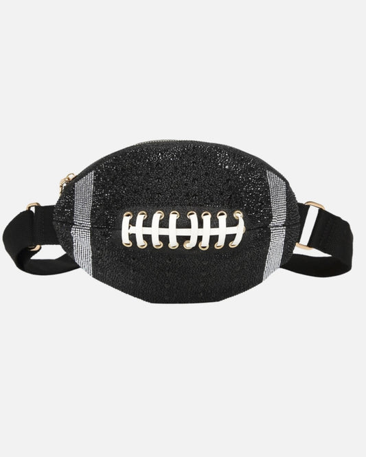 Black Sideline Shine Bling-Studded FOOTBALL Crossbody/Fanny Pack (Ships 10/25)