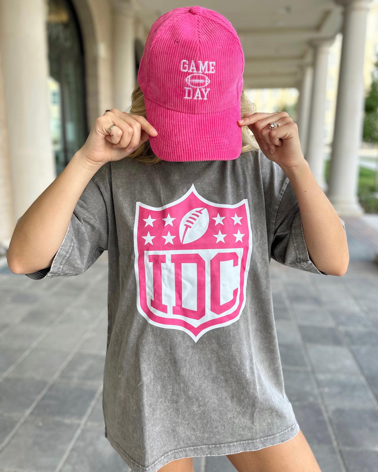 Hot Pink Corduroy Embroidered “GAME DAY” Football Cap (Ships 10/15) - Live Love Gameday®