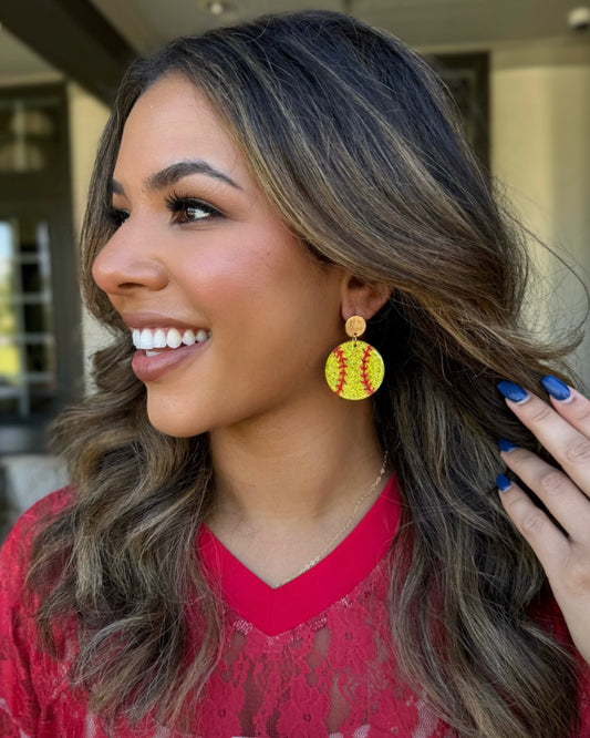 Glitter Softball Earrings