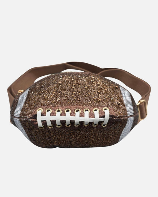 Brown Sideline Shine Bling-Studded FOOTBALL Crossbody/Fanny Pack (Ships 10/25)