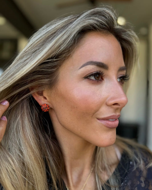 Sparkle Stud Basketball Earrings