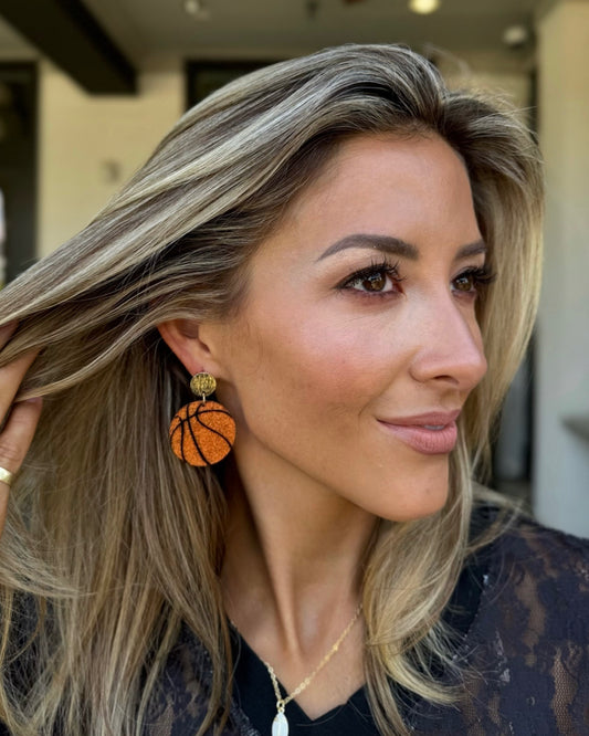 Glitter Basketball Earrings