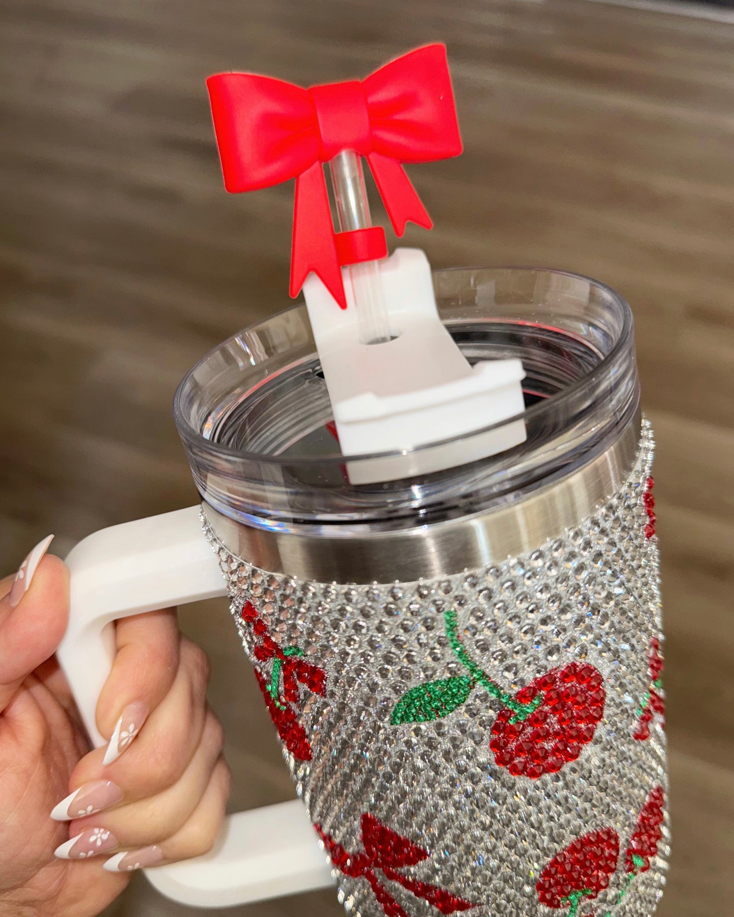 Red Bow Tumbler Straw Topper