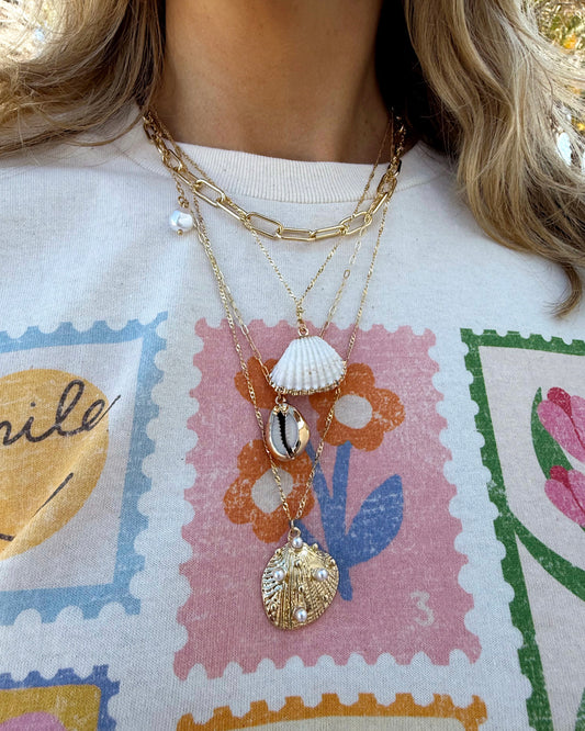 4-Layer Multi-Charm Shell Necklace