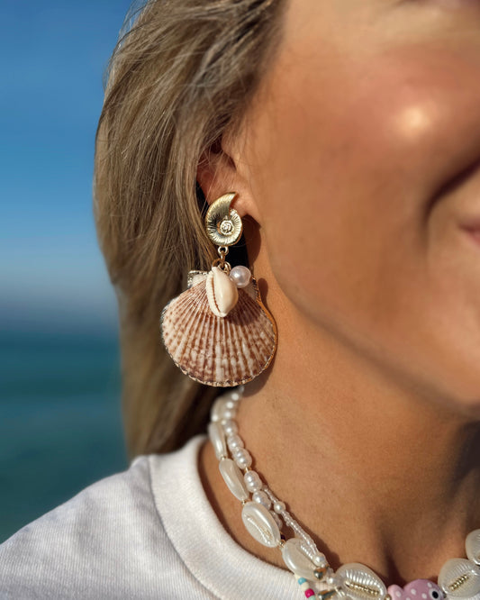 Flat Seashell Puka Dangle Earrings