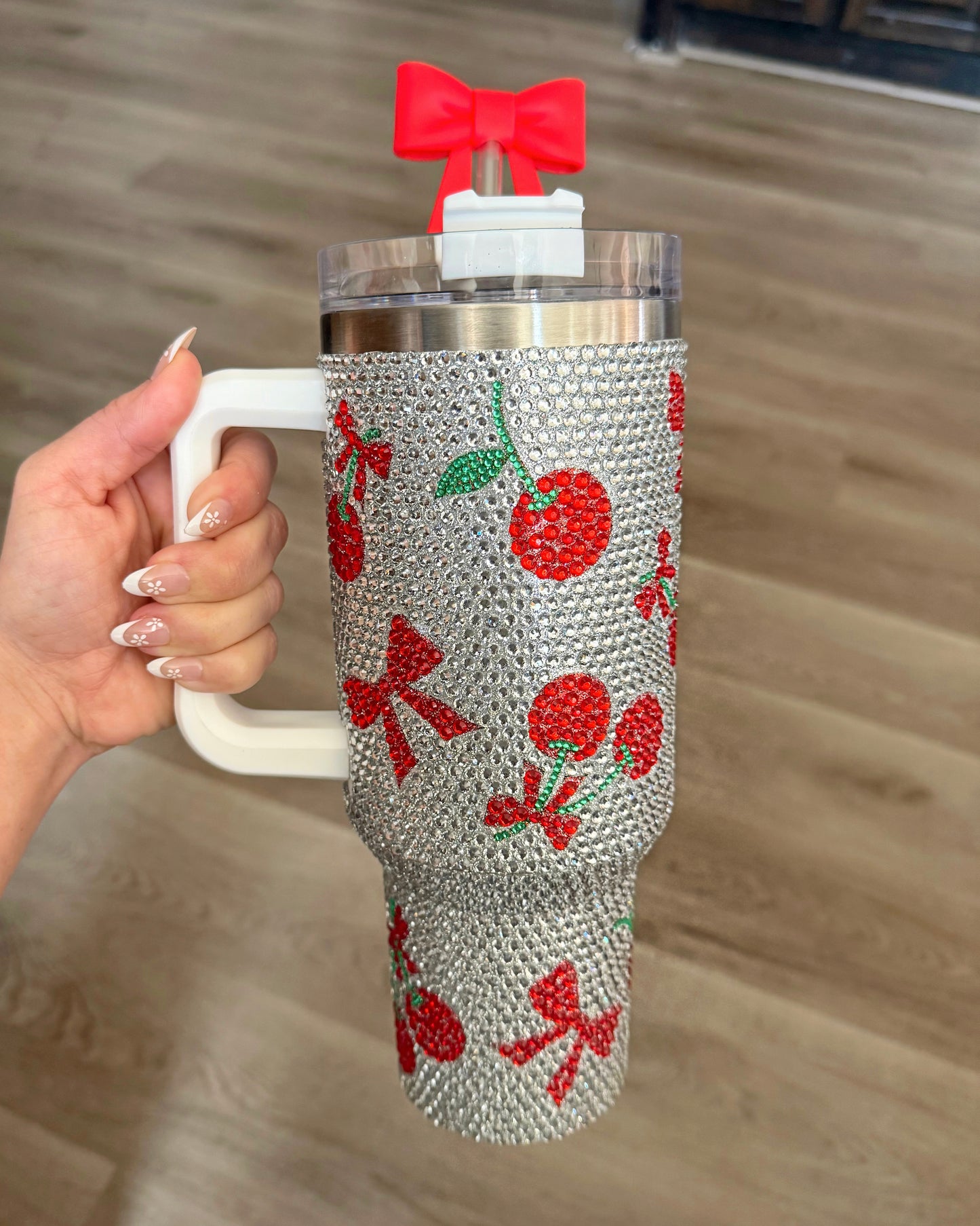 Crystal "Red Cherries" Hot/Cold Tumbler