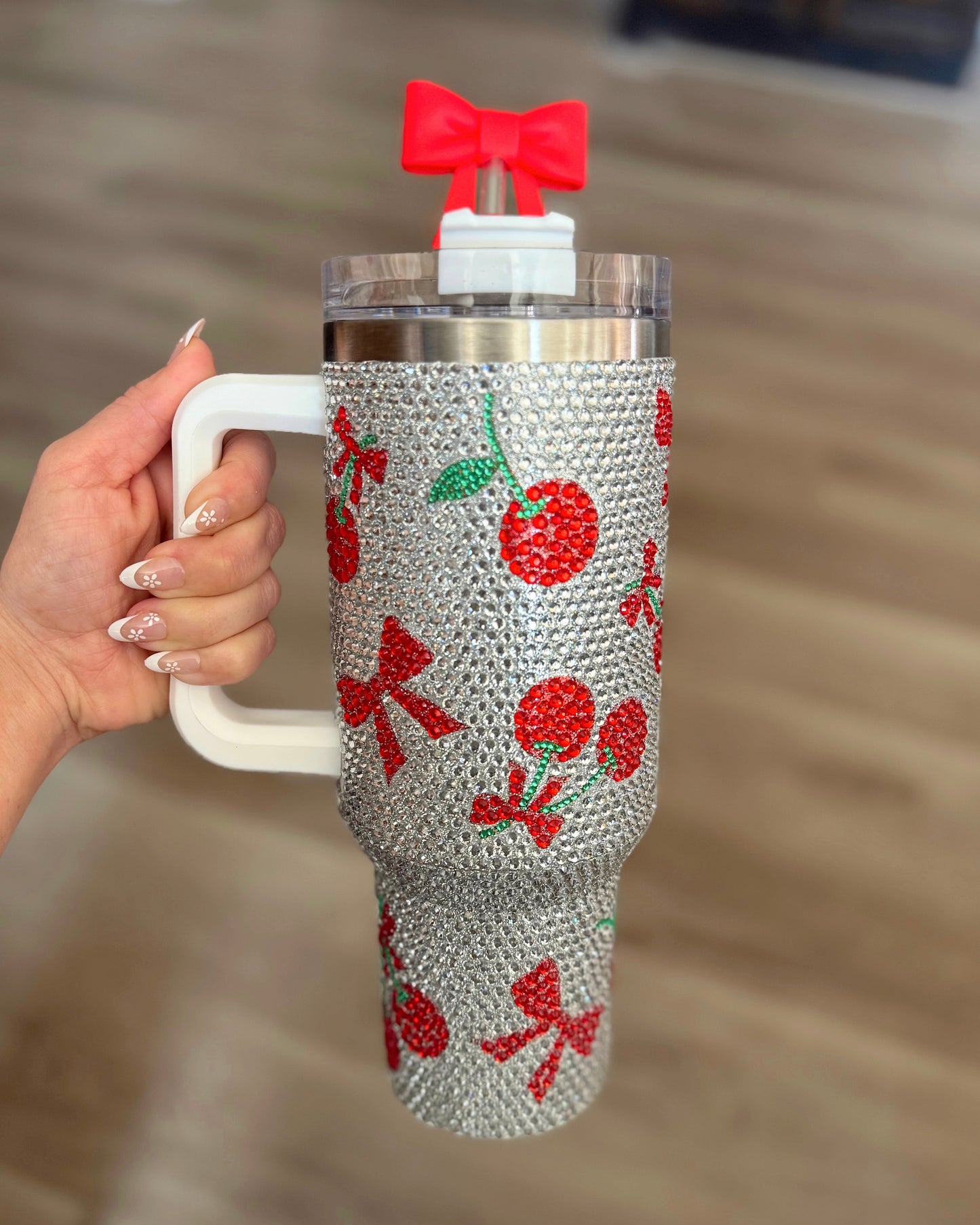 Crystal "Red Cherries" Hot/Cold Tumbler